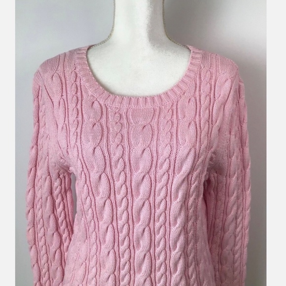 Lands End Cotton Cable Knit Sweater - Picture 3 of 7